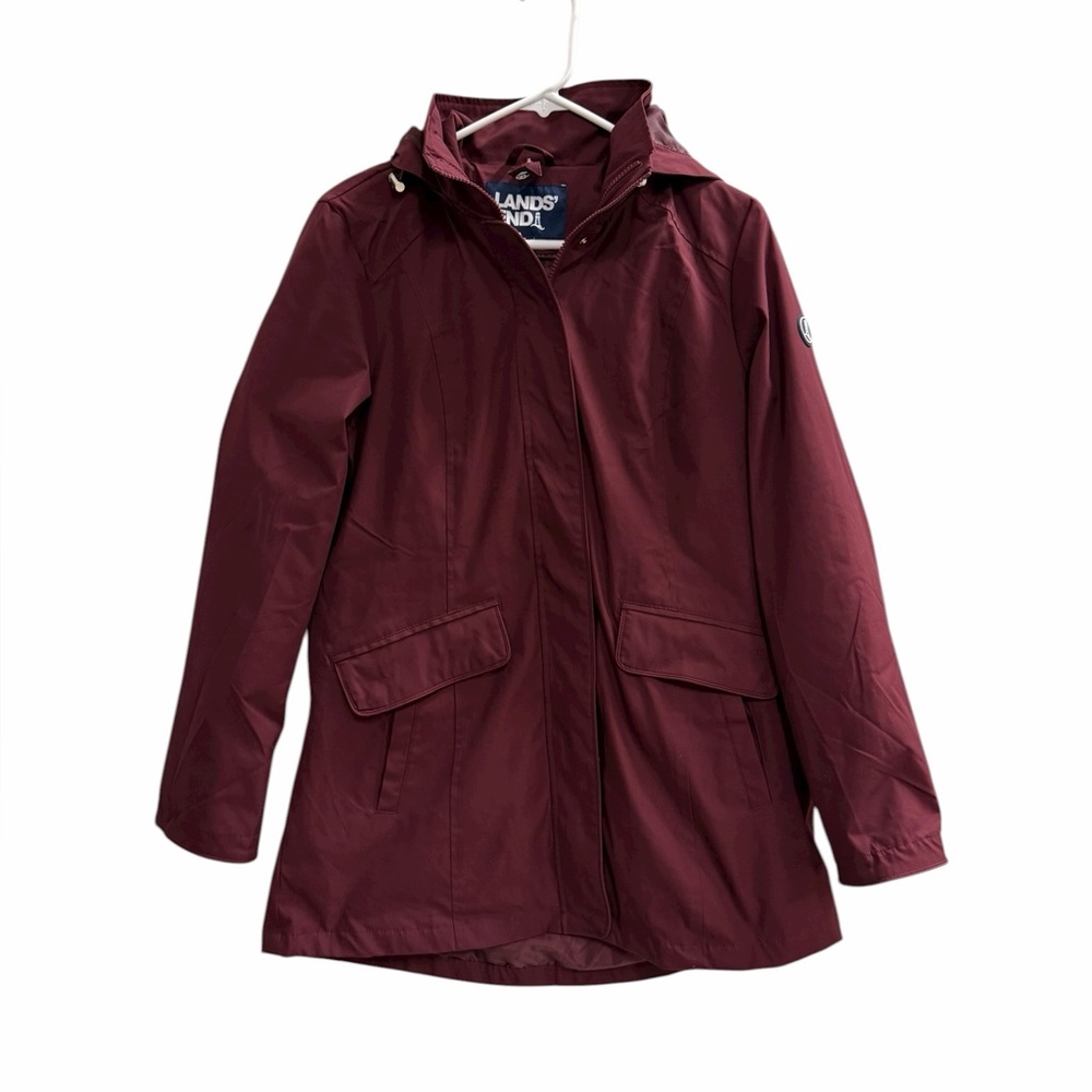 Lands End Rain Jacket / Outer Shell Jacket Maroon… - image 1
